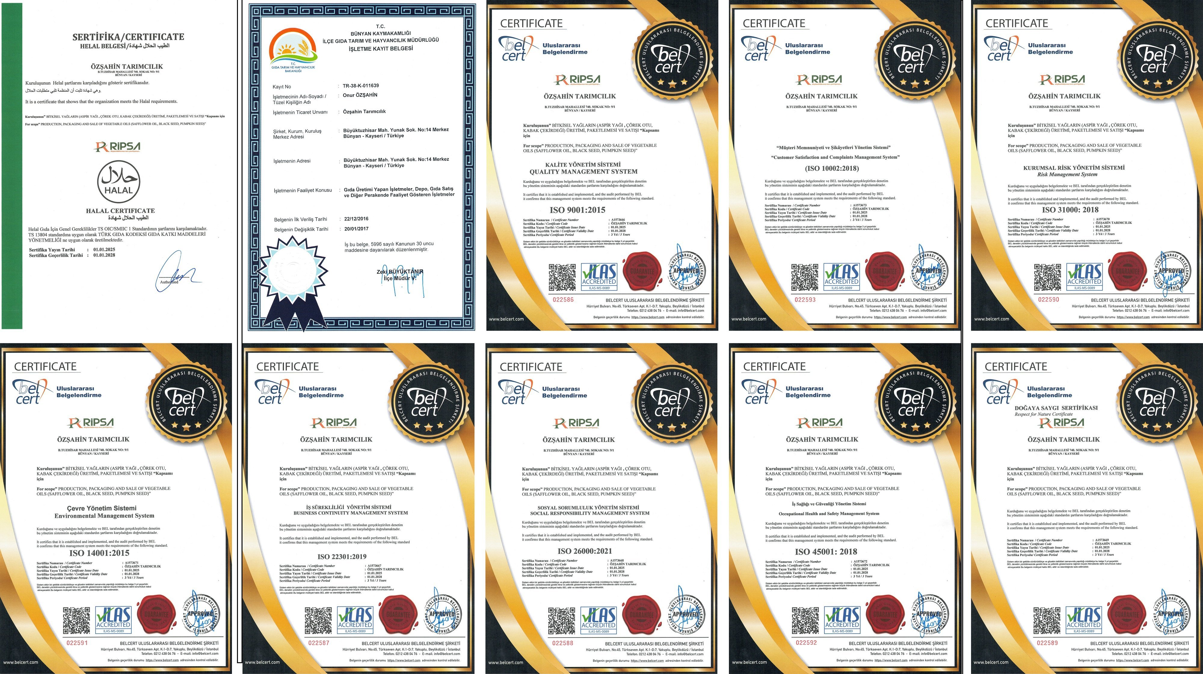 SERTİFİKALARIMIZ